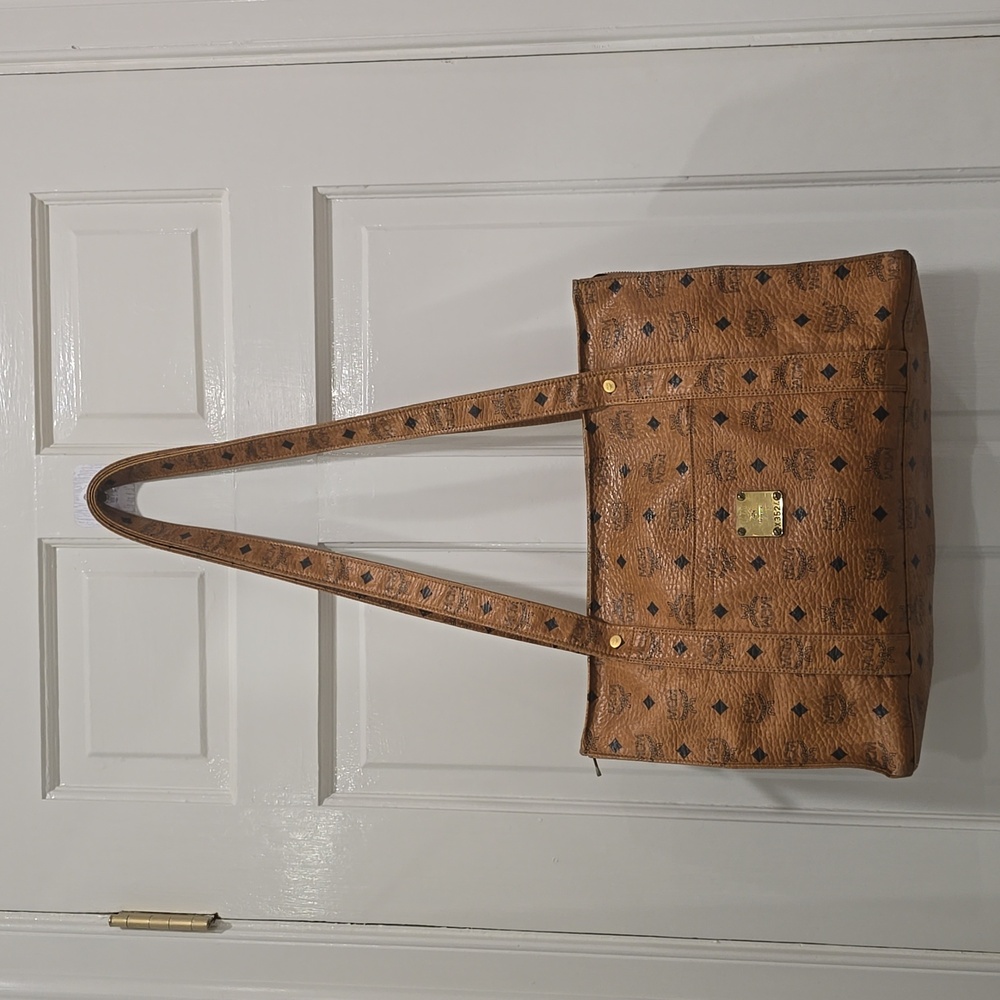 MCM Logo Gram Tote Bag PVC Brown